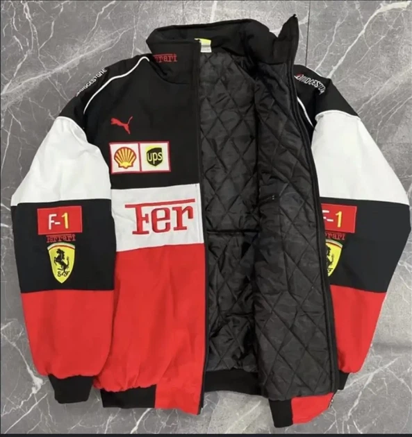 Куртка-бомбер унисекс Ferrari Formula 1, гоночный стиль размер М - Фото 5 Куртка-бомбер унисекс Ferrari Formula 1, гоночный стиль размер М - изображение 5