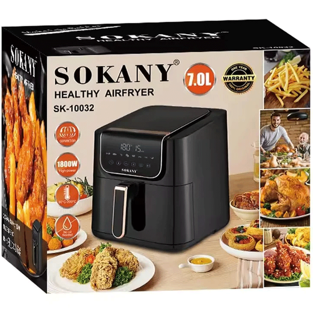 Аэрофритюрница 7л, 1800Вт, Sokany SK-10032 / Сенсорная мультипечь / Домашний аэрогриль - Фото 4 Аэрофритюрница 7л, 1800Вт, Sokany SK-10032 / Сенсорная мультипечь / Домашний аэрогриль - изображение 4