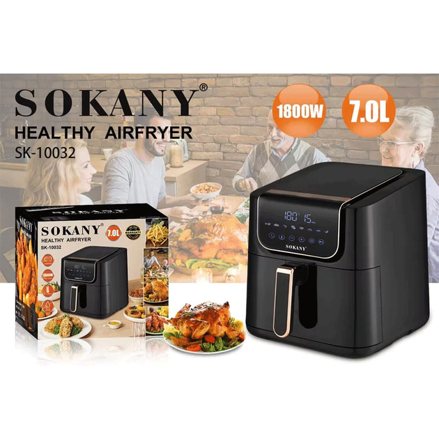 Аэрофритюрница 7л, 1800Вт, Sokany SK-10032 / Сенсорная мультипечь / Домашний аэрогриль - Фото 5 Аэрофритюрница 7л, 1800Вт, Sokany SK-10032 / Сенсорная мультипечь / Домашний аэрогриль - изображение 5