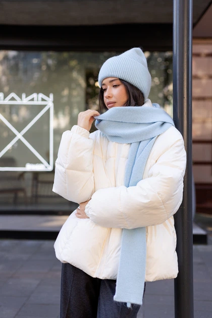 Комплект шапка і шарф FAMO KSH-25015 Блакитний One size (KSH-25015) - изображение 7
