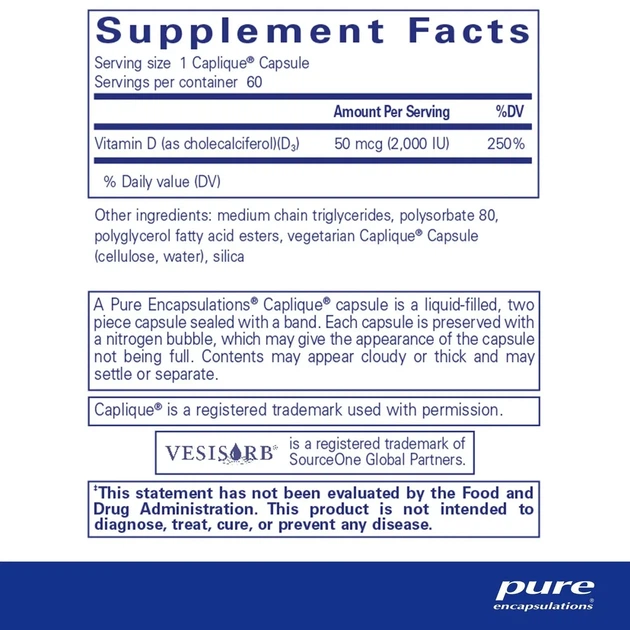 Витамин Д3 Pure Encapsulations (Vitamin D3 VESIsorb) 60 капсул - зображення 4