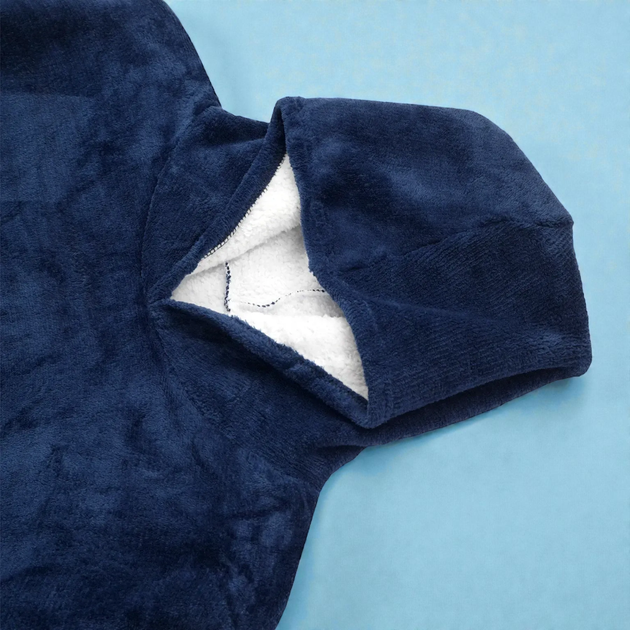 Плед-толстовка Huggle Hoodie Синий теплый плед-халат с капюшоном и рукавами - изображение 2