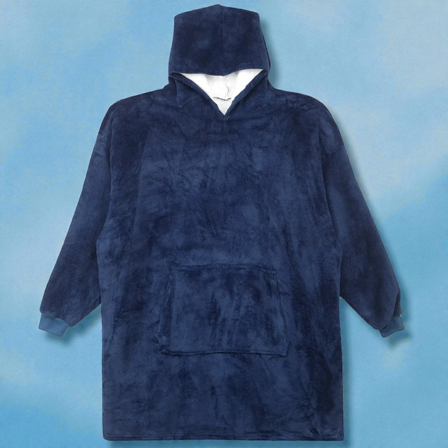Плед-толстовка Huggle Hoodie Синий теплый плед-халат с капюшоном и рукавами - изображение 7