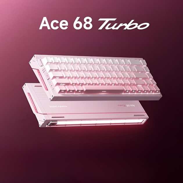 Клавіатура ігрова MCHOSE Ace 68 Turbo магнітна дротова Mount Tai Magnetic Switch GT, Peachy Pink - зображення 4