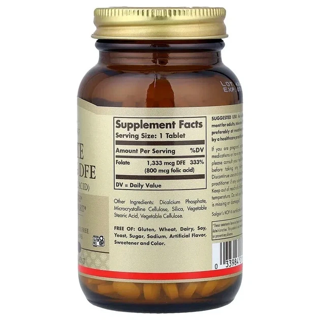 Фолієва кислота Solgar (Folate Folic Acid) 800 мкг 250 таблеток - зображення 2