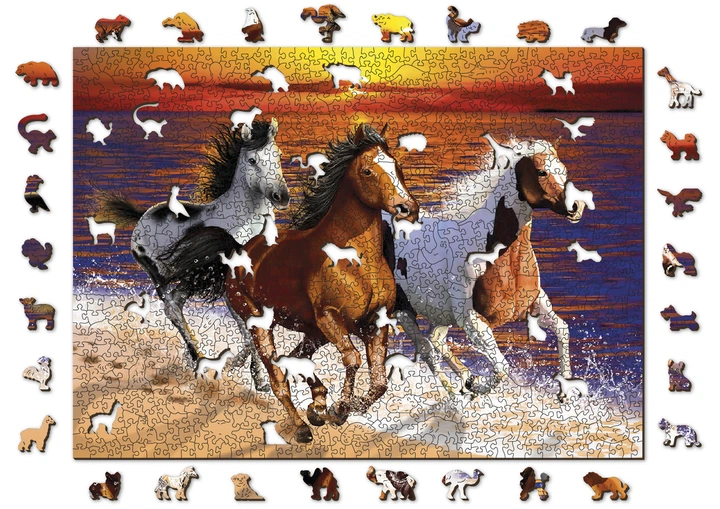 Drewniana układanka z figurkami Wooden City Dzikie konie na plaży 1010 elementów 62672 (5904151822632) - obraz 2