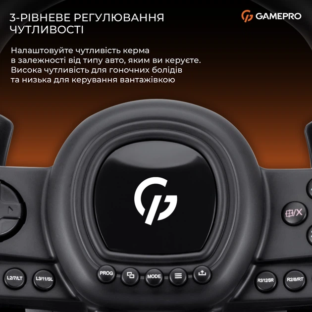 Ігрове кермо GamePro RW038PM з педалями та коробкою передач PC/XBOX360/XBOXONE/SWITCH/PS3/PS4 - зображення 10