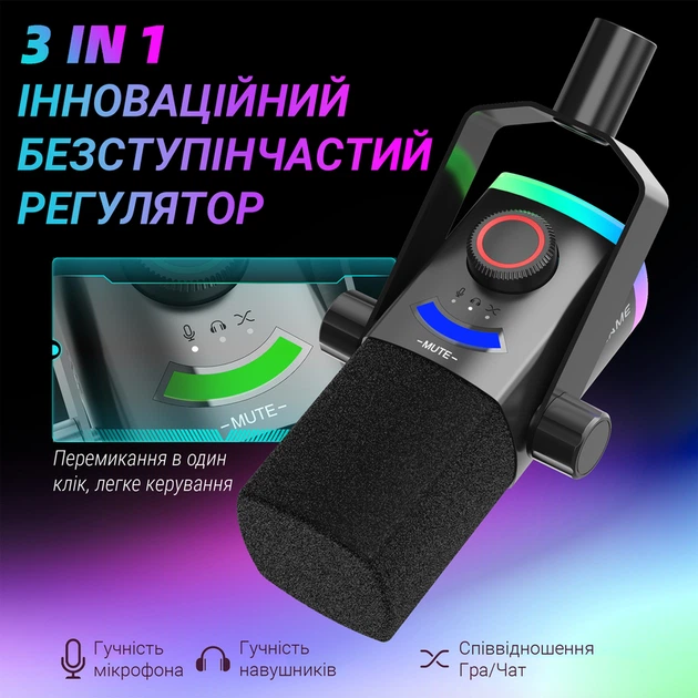 Мікрофон динамічний Fifine AM8PROT USB/XLR Black - изображение 5