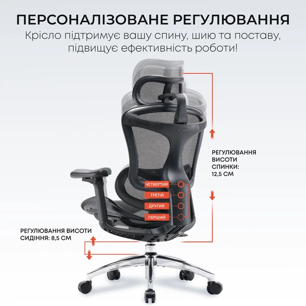 Крісло офісне Sihoo DORO C300L Mesh Black - изображение 9