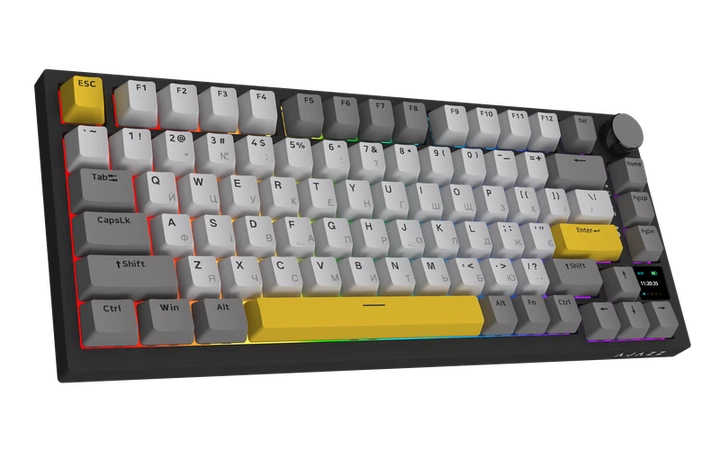 Бездротова механічна клавіатура Ajazz AK820 PRO 75% Flying Fish Switch Black RGB (AK820PRO-FF-BGY) - изображение 6