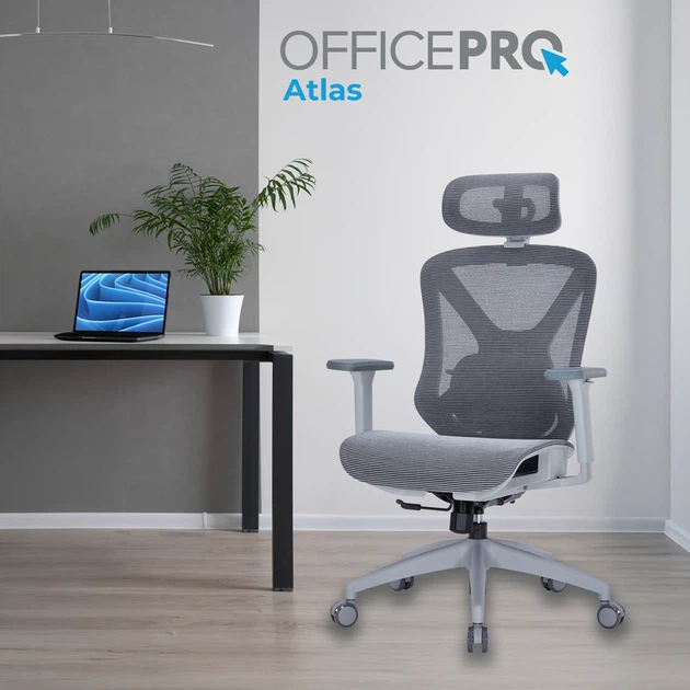 Крісло офісне Officepro Atlas OC630G-DG-DG - Фото 7 Крісло офісне Officepro Atlas OC630G-DG-DG - изображение 7
