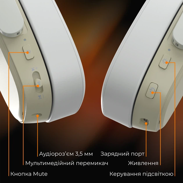Бездротова ігрова гарнітура Ajazz AHM09 MAX Gray White (AHM09-MAX-GW) - зображення 15