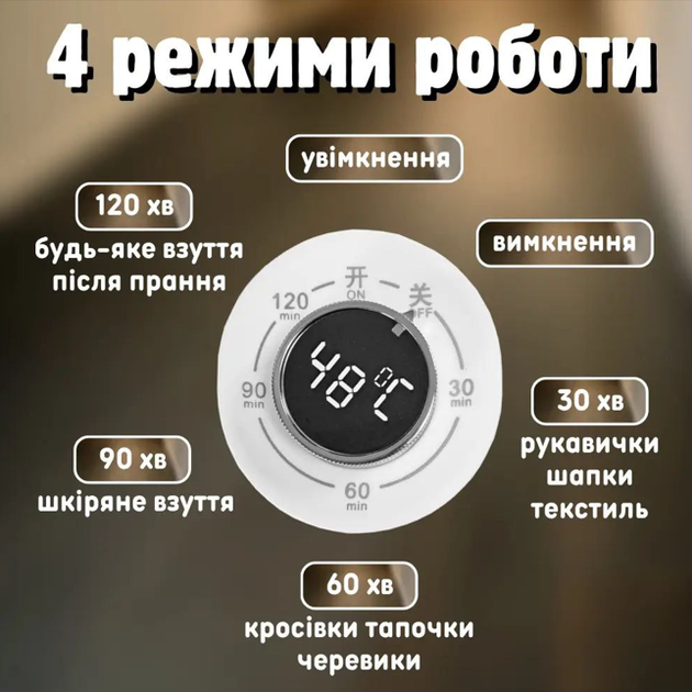 Электронная сушилка для обуви LY-740 Shoe Dryer 5 Вт ультрафиолетовая с таймером вентиляцией и равномерным нагревом - изображение 3