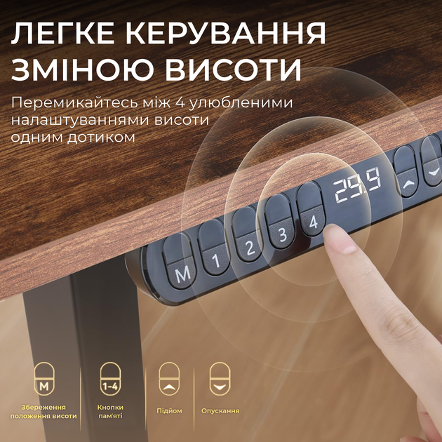 Компьютерный стол с электрорегулировкой высоты SIHOO D03 1400 x 600 мм Walnut/Black (D03-104/D03-108) - изображение 9