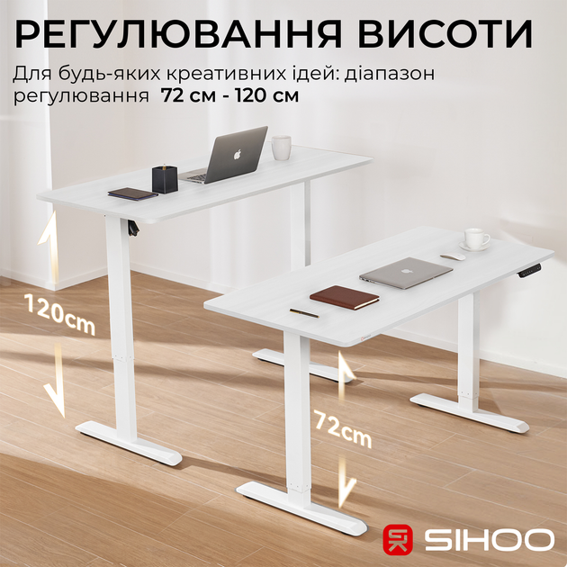 Компьютерный стол с электрорегулировкой высоты Sihoo D03 1.4m White - изображение 6
