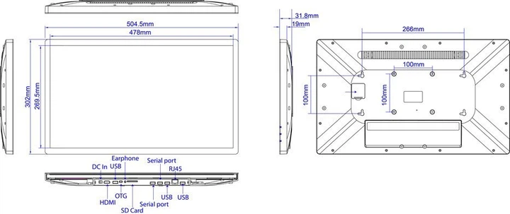 Monitor POS 21.5" ALLNET PoE Tablet 4/16GB Black (ALLPro21RK3399A11PoEv2) - obraz 5