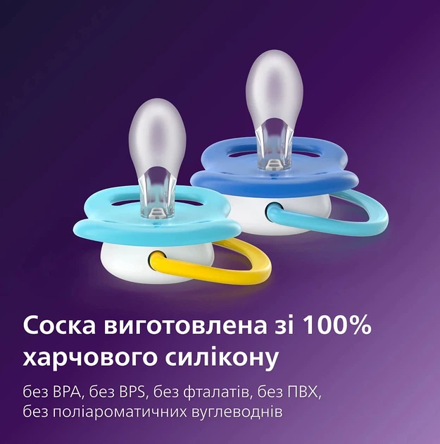 Пустышка Avent Ultra Air ортодонтическая 6-18 месяцев 2 штуки Синий/Голубой (SCF080/26) - изображение 2