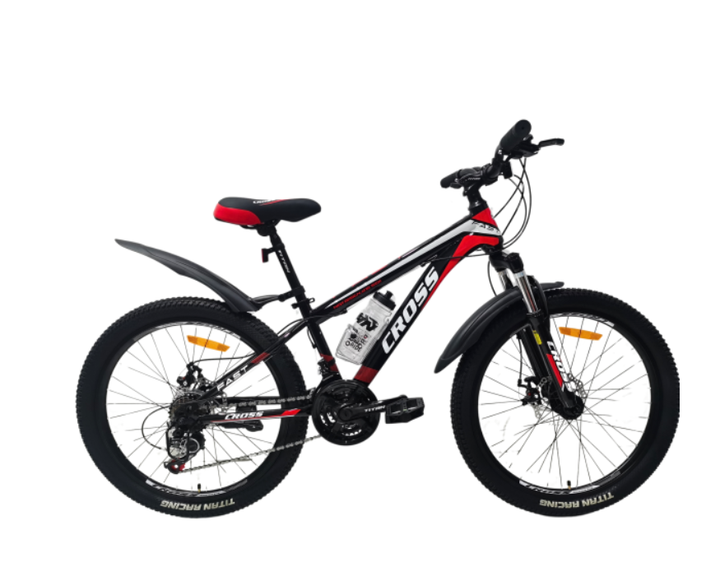 Велосипед подростковый Cross Fast 24'' Рама-12'' черно-красный с белым - Фото 1 Велосипед подростковый Cross Fast 24'' Рама-12'' черно-красный с белым - изображение 1