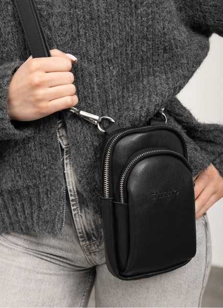Женская сумка Sambag Modena черная 19 х 11 х 3 см (96193001) - Фото 3 Женская сумка Sambag Modena черная 19 х 11 х 3 см (96193001) - изображение 3