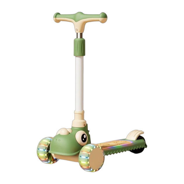 Дитячий триколісний самокат Skyper Dino TY-8911-23 зі світловими PU-колесами, музикою та підсвіткою платформи, складне регульоване кермо, від 3 років - зображення 3