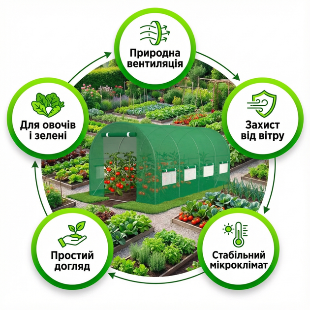 Теплица пленочная 4×2,5×2 м 10 м² оцинкованная сталь для овощей рассады туннель 140 мкм полиэтилен парник - изображение 2