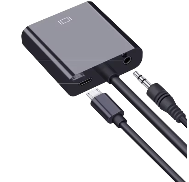 Адаптер перехідник HDMI to VGA з аудіовиходом 3.5mm та живленням Micro-USB, Black - Фото 3 Адаптер перехідник HDMI to VGA з аудіовиходом 3.5mm та живленням Micro-USB, Black - зображення 3