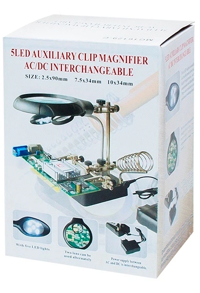 Uchwyt typu trzecia ręka Blow z 2 lupami i lampką  - obraz 3