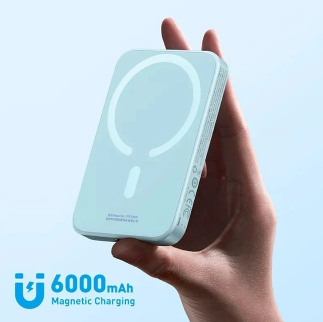 Павербанк Baseus Magnetic Mini Air з бездротовою зарядкою 20W 6000mAh Blue - изображение 6