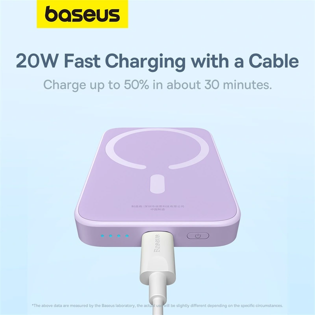 Павербанк Baseus Magnetic Mini Air з бездротовою зарядкою 20W 6000mAh Purple - изображение 8