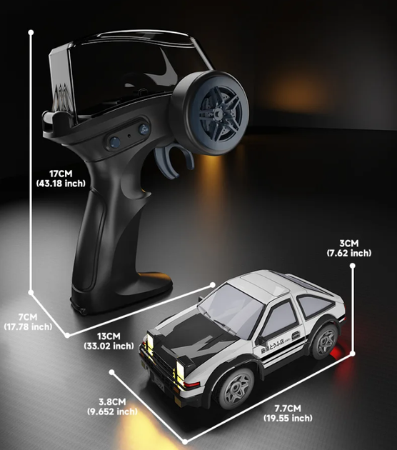 Гоночная мини дрифт машинка на радиоуправлении TOYOTA Corolla AE86 Sprinter, 1:64, RC, полный привод,Type C, улучшенный поворот - изображение 6