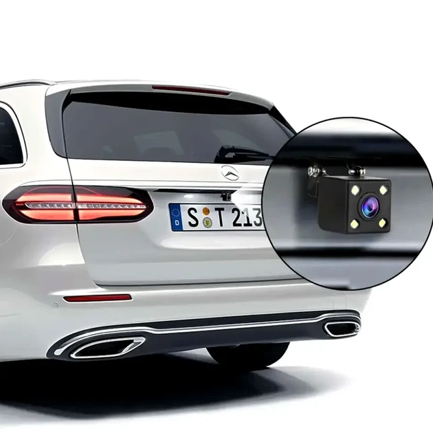 Камера заднего вида HD с подсветкой 4LED углом обзора 360 проводная для автомобиля CAR CAM 707 черная - изображение 3
