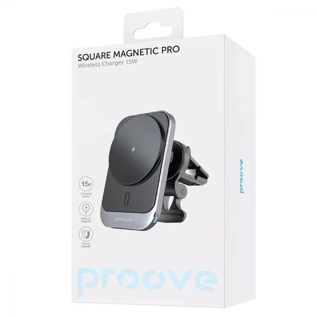 Автомобільний тримач із Бездротовим ЗП Proove Square Magnetic Pro 15W - Фото 2 Автомобільний тримач із Бездротовим ЗП Proove Square Magnetic Pro 15W - зображення 2