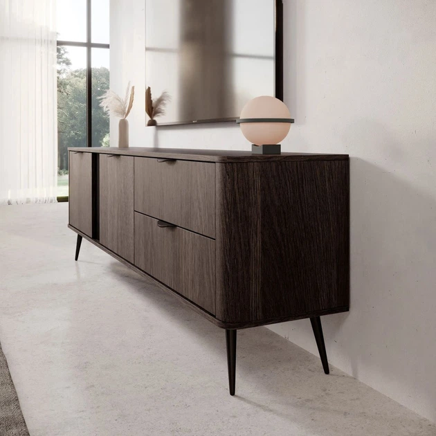 Тумба под ТВ Верис / Veris 2D2S/195 2-дверная с 2 ящиками Дуб дунин/черный Perfect Home - изображение 13