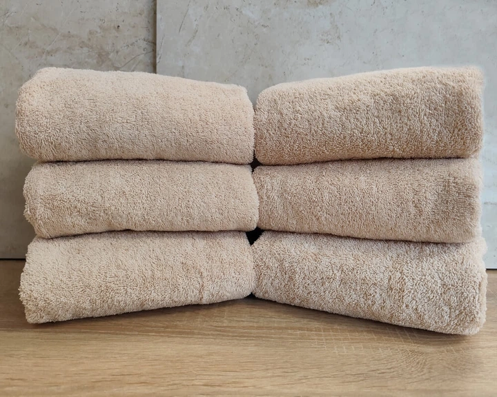 Набор турецких махровых однотонных полотенец Zeron 6 штук 50х90 Beige плотность 500 г/м2 - изображение 3
