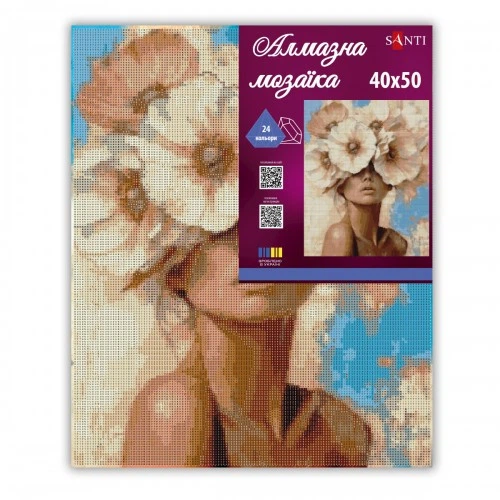Алмазная мозаика на подрамнике Santi Девушка и нежный цветок 956057 40х50 см 5192274 - изображение 2