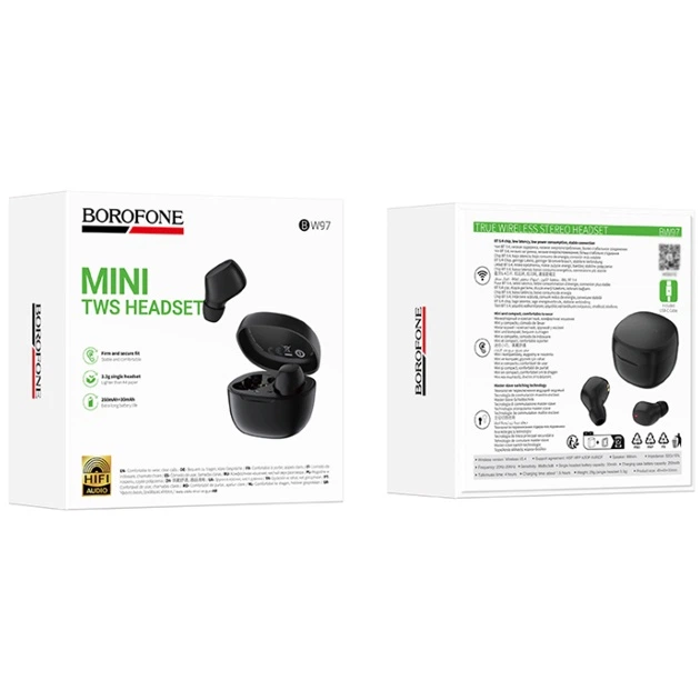 Бездротові блютуз навушники BOROFONE BW97 Bluetooth TWS для Android / iOS / Windows Чорний - зображення 2