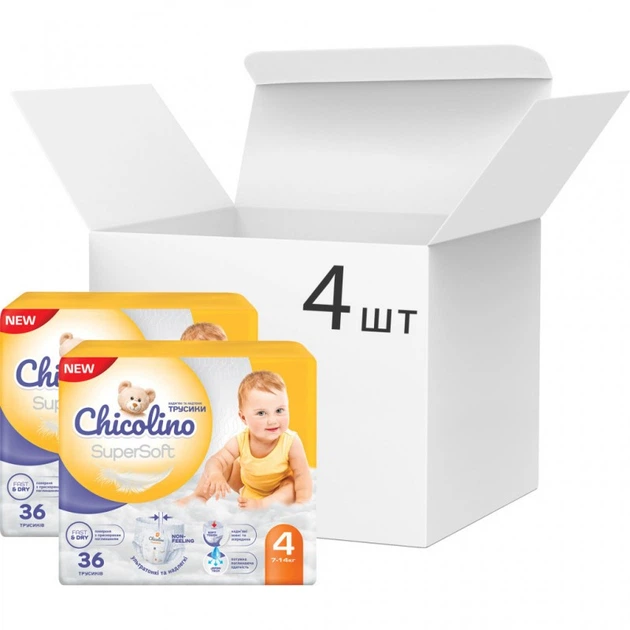 Підгузки Chicolino Super Soft Розмір 4 (7-14 кг) 36 шт, 4 Упаковки (4823098414650) (18843) - зображення 9