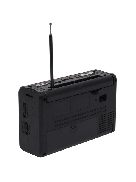 Радіоприймач Meier M-U40 ретро з годинником і ліхтариком, FM AM SW, USB, SD, microSD, AUX, акумуляторний та мережевий - изображение 2