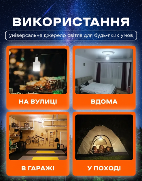 Лампа акумуляторна usb ліхтар на акумуляторі світлодіодна 60 Вт led лампочка кемпінгова портативна з підвісом світильник нічник для кемпінгу 2400 mAh - Фото 3 Лампа акумуляторна usb ліхтар на акумуляторі світлодіодна 60 Вт led лампочка кемпінгова портативна з підвісом світильник нічник для кемпінгу 2400 mAh - изображение 3