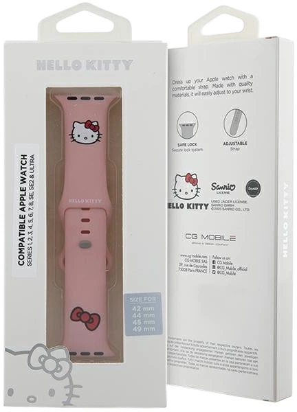 Pasek Hello Kitty Silicone Kitty Head do Apple Watch Series 1/2/3/4/5/6/7/8/SE/SE2/Ultra/Ultra 2 42-49 mm Pink (3666339212025) - obraz 5