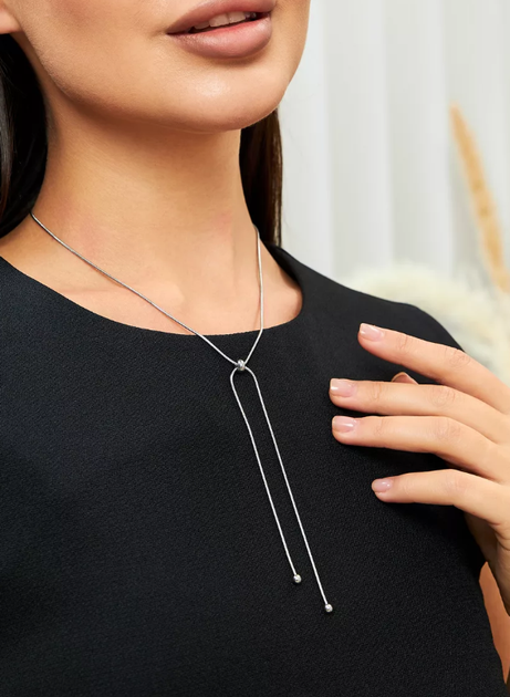 Цепочка галстук Fashion Jewerly колье на шею серебристый цвет бижутерия (SVS) - изображение 2