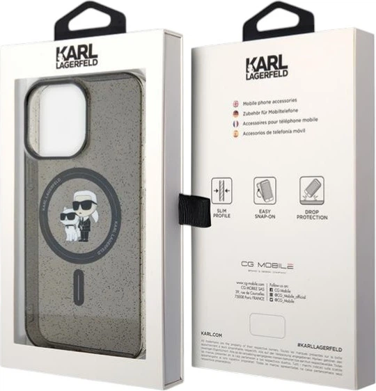 Панель Karl Lagerfeld Karl&Choupette Glitter MagSafe для Apple iPhone 15 Pro Max Black (KLHMP15XHGKCNOK) - зображення 8