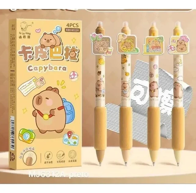 Набор гелевых ручек-стирачок пиши-стирай Капибара 0,5 мм 4 шт ICE GO - изображение 5