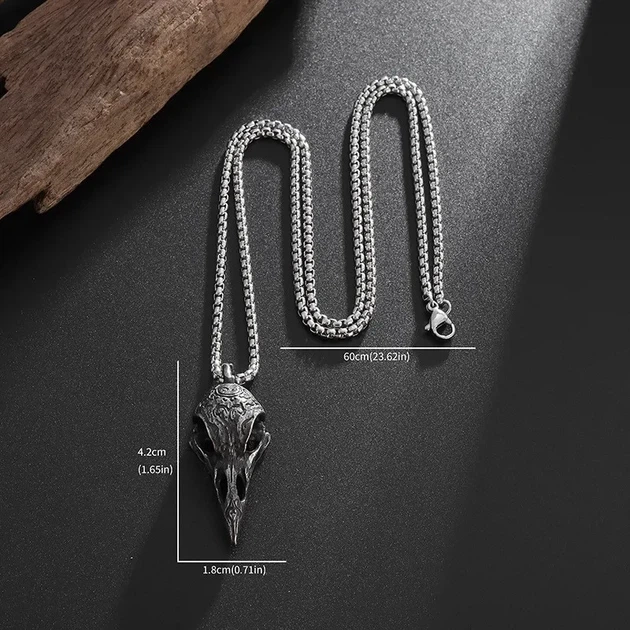 Цепочка с кулоном «Череп вороны / Crow Skull», подвеска на шею, стильное украшение - изображение 3