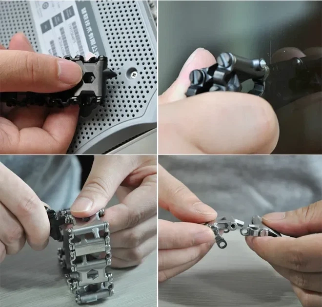Мужской браслет мультитул 29 в 1 Tool Bracelet, металлический стильный браслет 30 мм, серебристый - Фото 6 Мужской браслет мультитул 29 в 1 Tool Bracelet, металлический стильный браслет 30 мм, серебристый - изображение 6