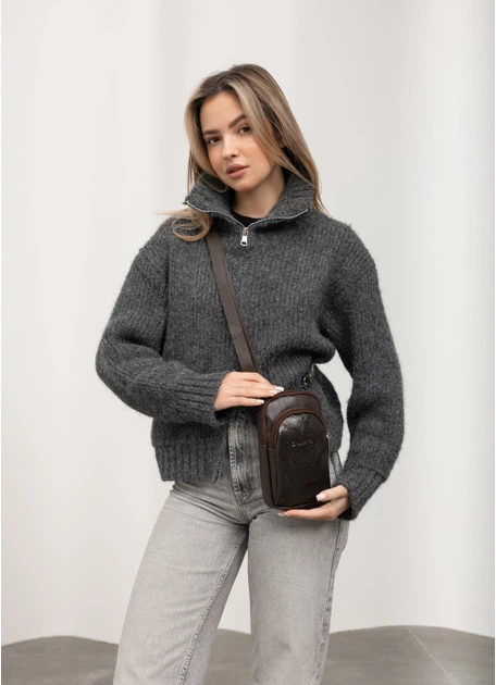 Женская сумка для телефона из натуральной кожи SAMBAG Коричневый (5173011319) - Фото 8 Женская сумка для телефона из натуральной кожи SAMBAG Коричневый (5173011319) - изображение 8