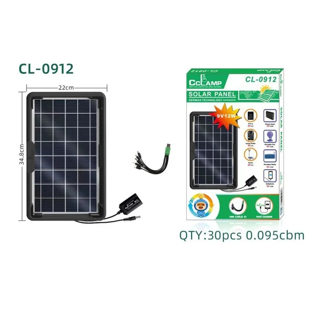 Сонячна панель із набором USB перехідників CCLamp CL-0912 12 Вт - зображення 3