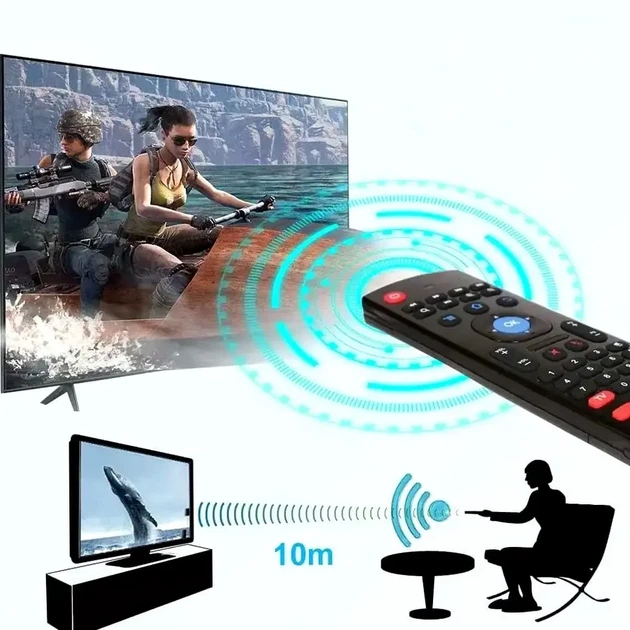 Пульт Air Mouse MX3 с гироскопом и клавиатурой Черный для телевизора универсальный из пластика - изображение 6
