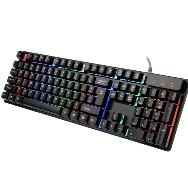 Ігрова клавіатура з RGB підсвічуванням USB провідна універсальна модель KR 6300 чорна - зображення 3