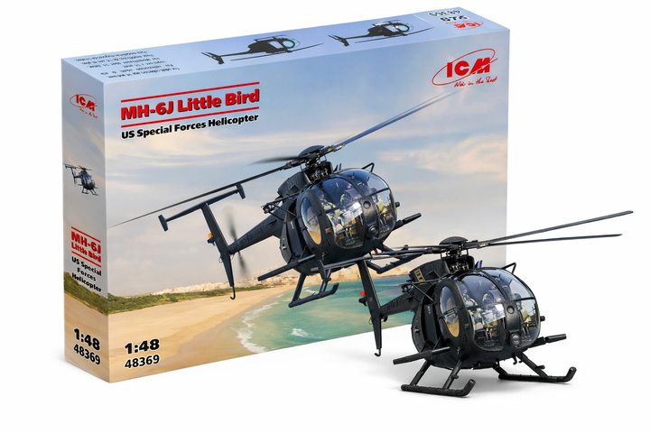 Сборная модель вертолета MH-6J Little Bird – ICM 48369, масштаб 1:48 (48369) - Фото 1 Сборная модель вертолета MH-6J Little Bird – ICM 48369, масштаб 1:48 (48369) - изображение 1